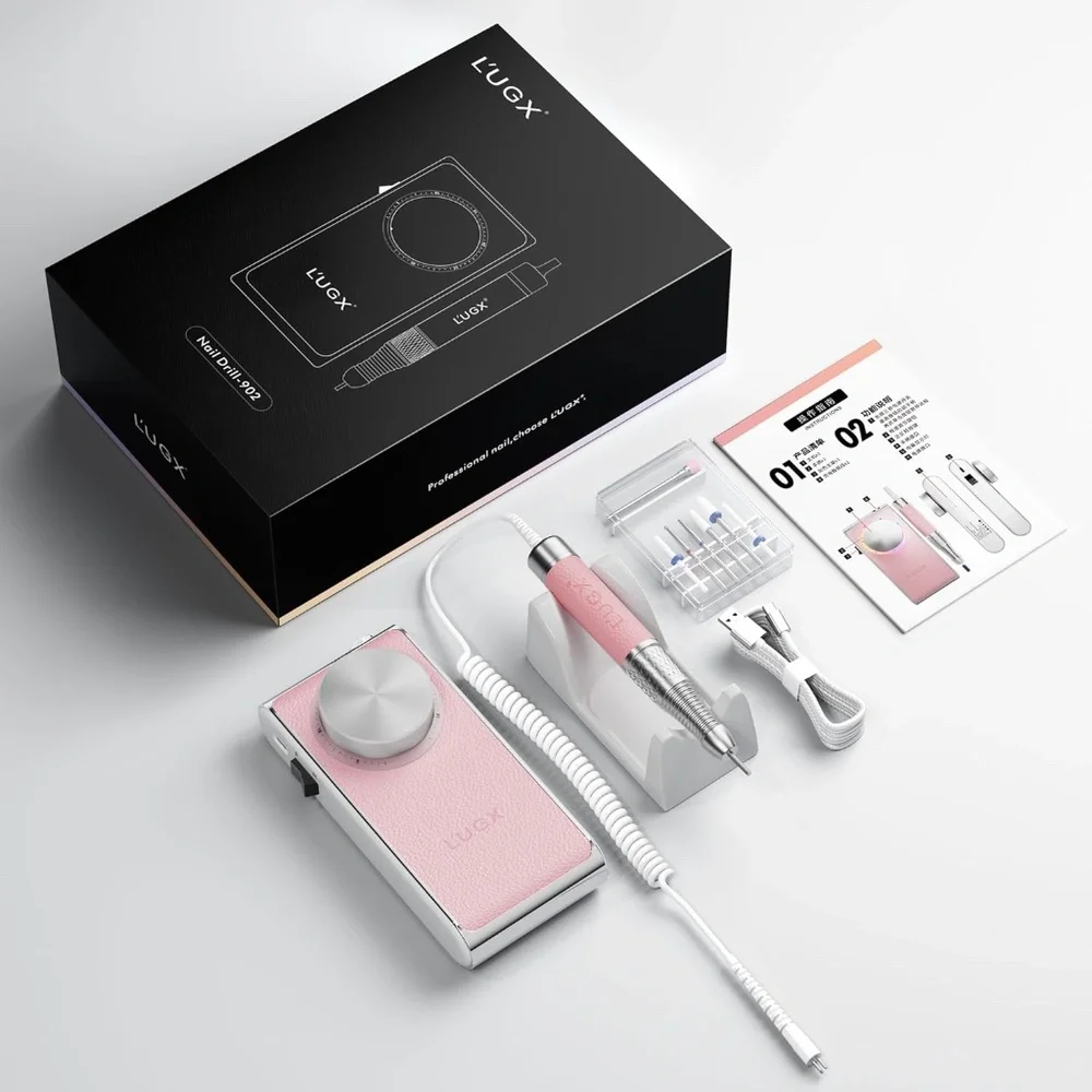 L'UGX Pink Leather Professional Nail Drill LG902